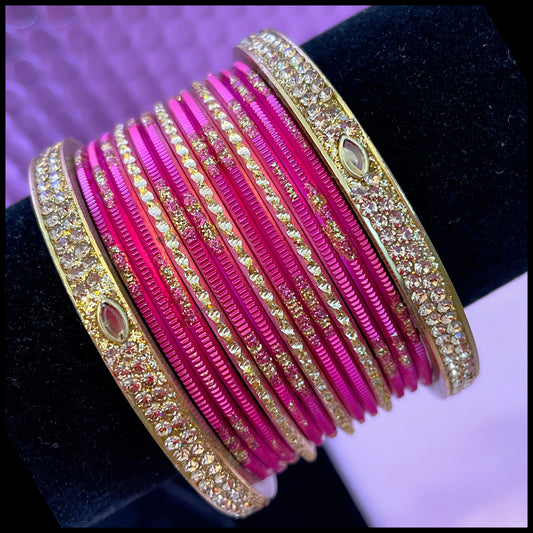 Dark Pink Metal Bangle Set