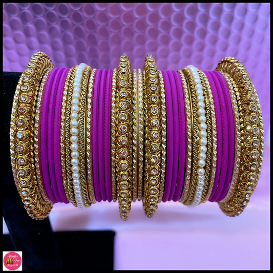 Purple Metal Bangle Set