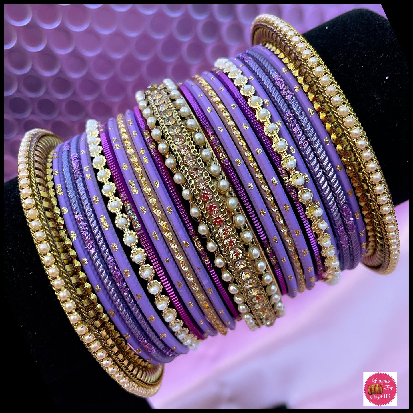 Purple Pearl Metal Bangle Set