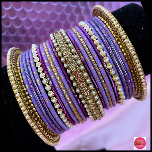 Purple Pearl Metal Bangle Set