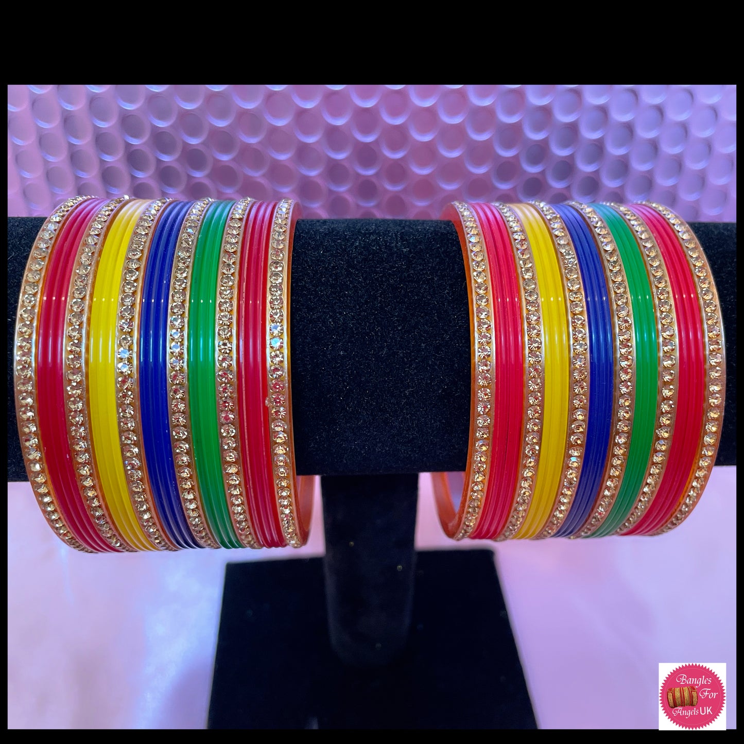 Multicoloured Diamante Plastic/Acrylic Chura Bangles Set