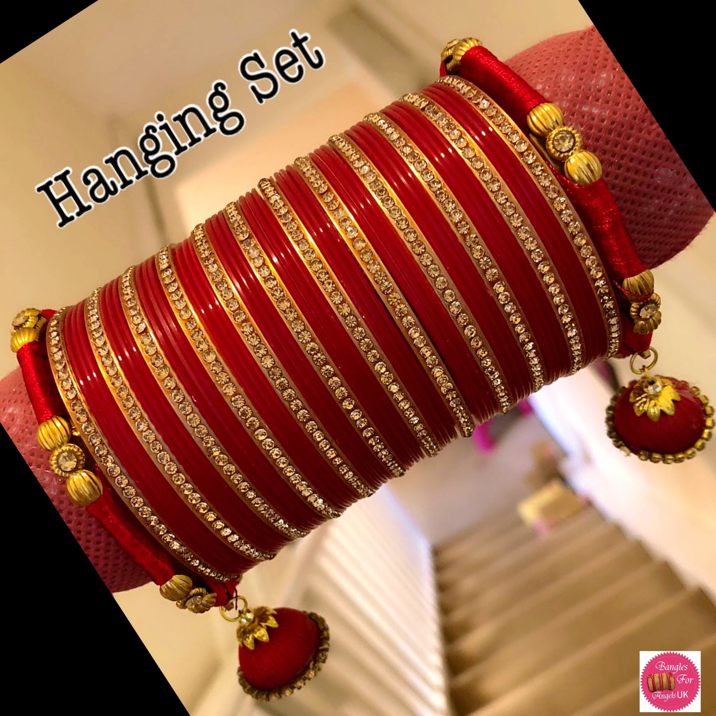 Red Hanging Bangle Set