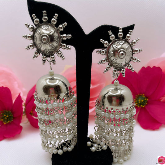 Oxidised Pearl Earings