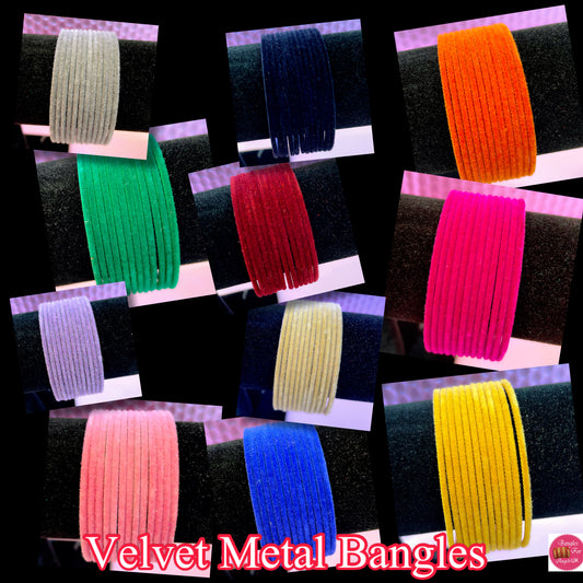 Velvet Metal Bangles: Combo of any 10 colours/sets