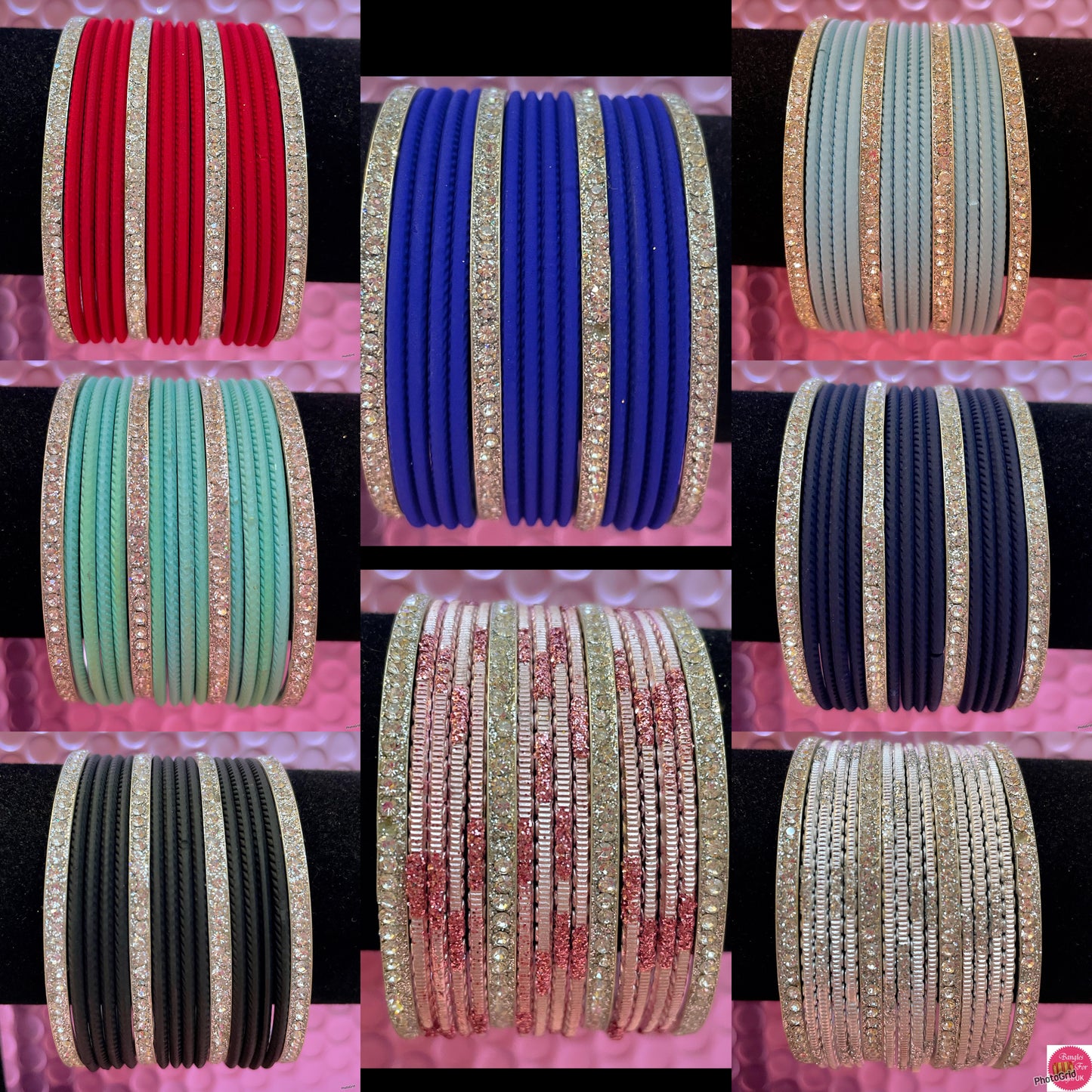 Various Colour Silver Metal Bangles Sets