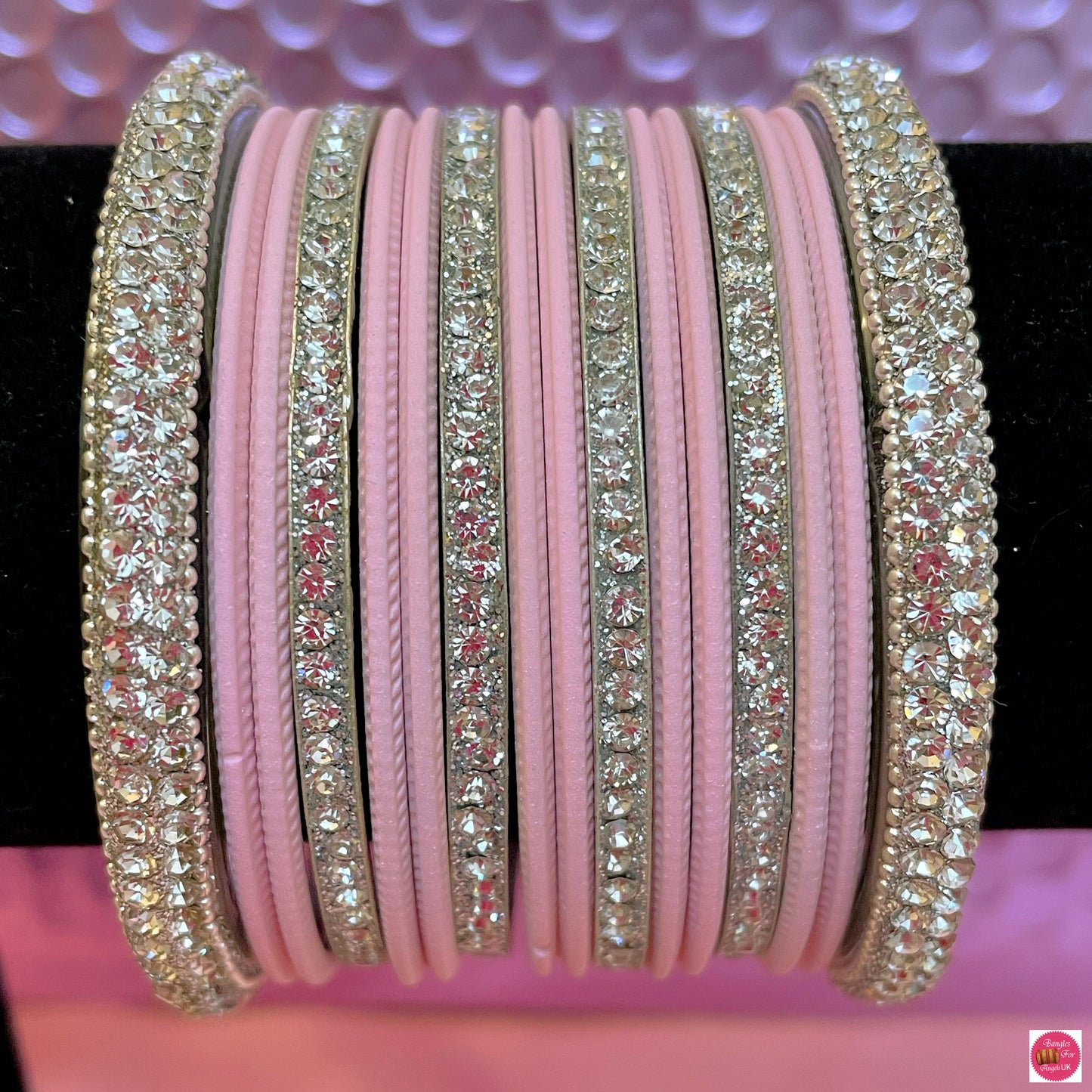 Silver/Light Pink Bangle Set