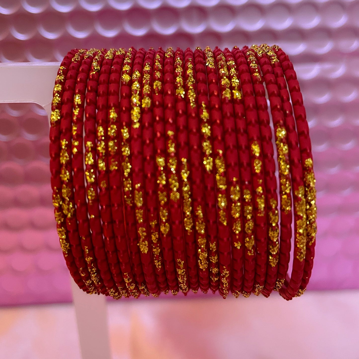 Red Metal Bangles Set- Size 1.14