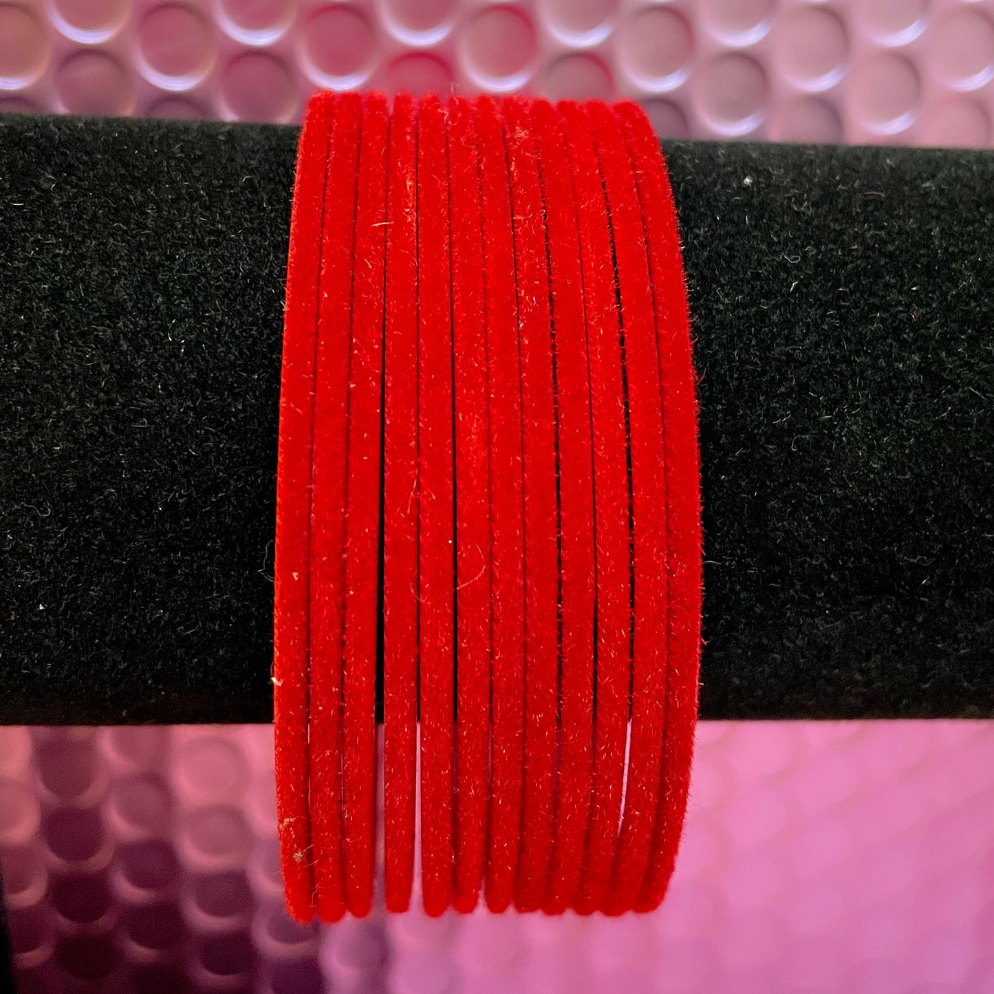 Red Velvet Metal Bangles- Size 2.10