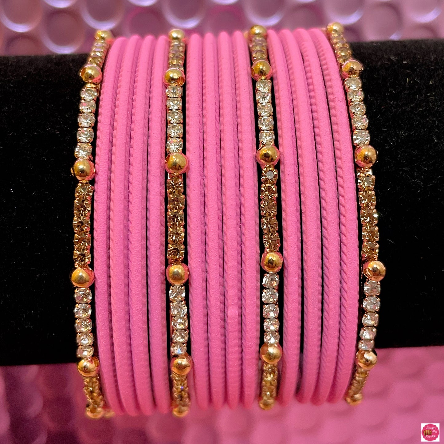 Pink Metal Bangles Set