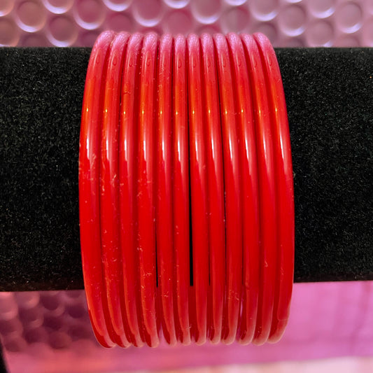 Plain Red Glass Bangles- Size 2.6