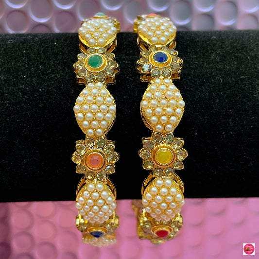 Pearl Navratan Metal Karas- Size 2.6/2.8