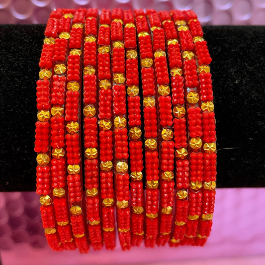 Red Glass Bangles- Size 2.8