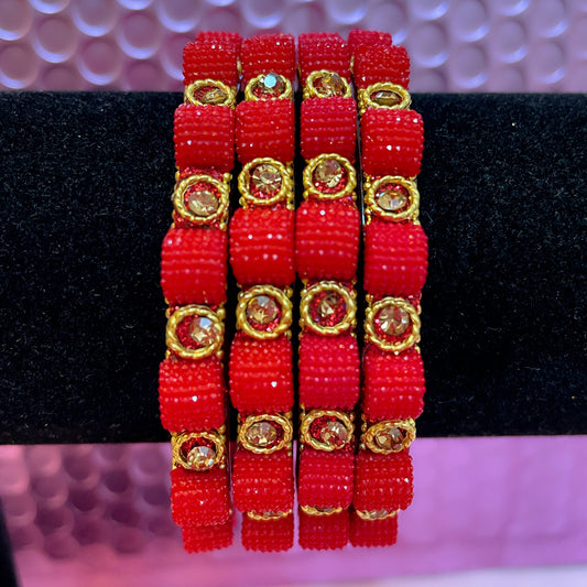 Designer Red & Gold Glass Karas