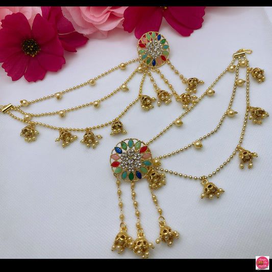 Gold Pearl Multicoloured Sahara Earings