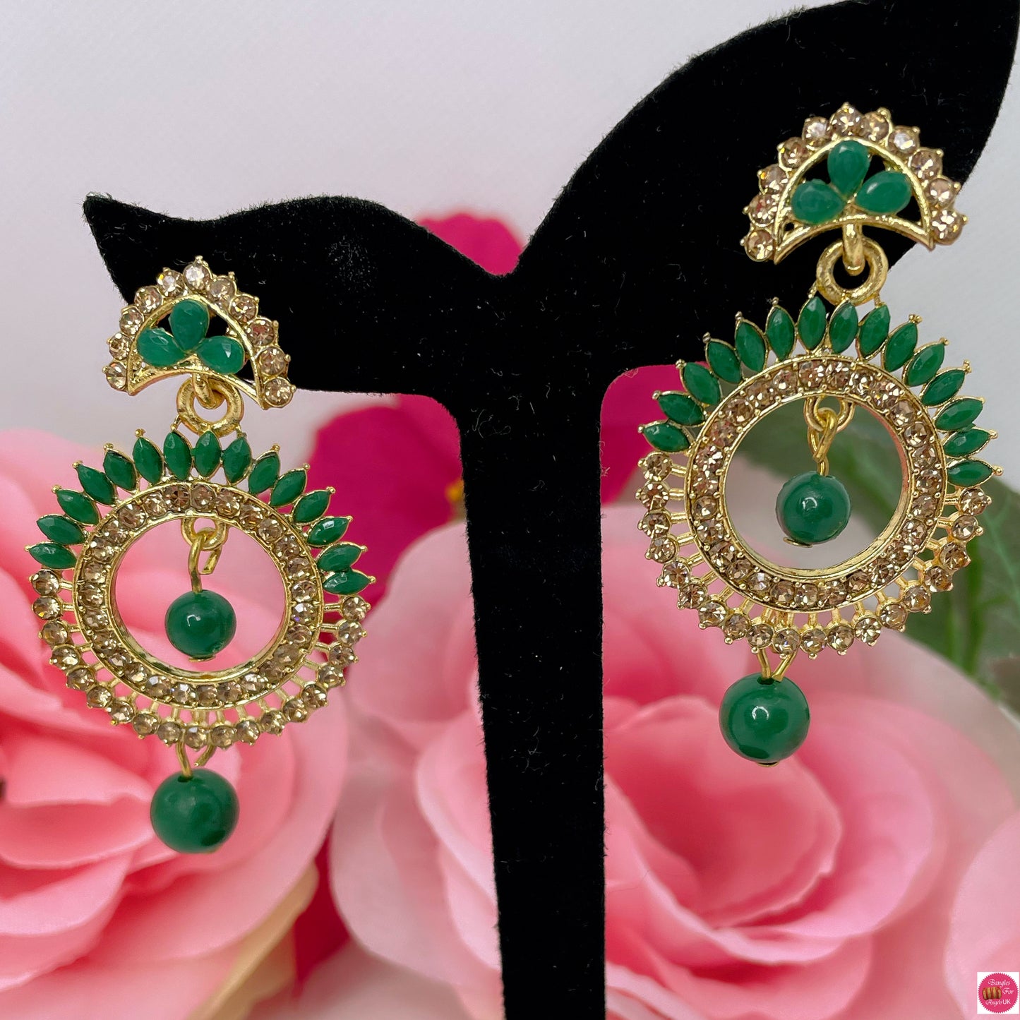 Madhuri Green & Gold Earings