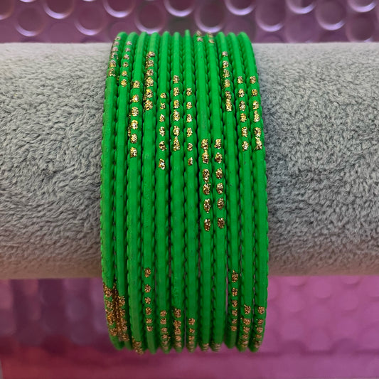 Parrot Green Metal Bangles- Size 2.10