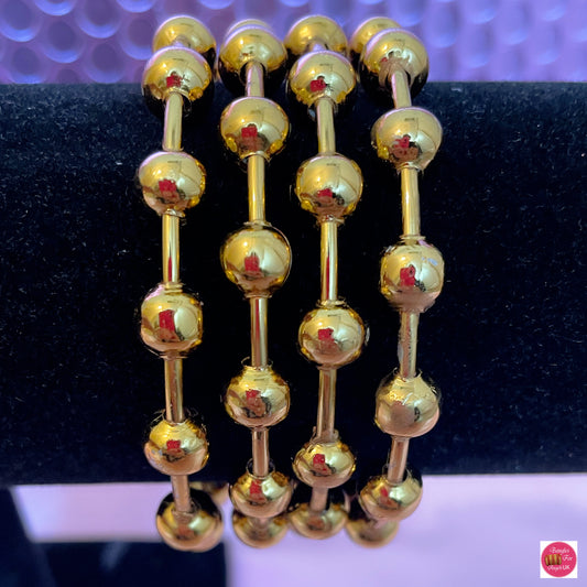 Gold Metal Bangles Set- Size 2.4/2.6