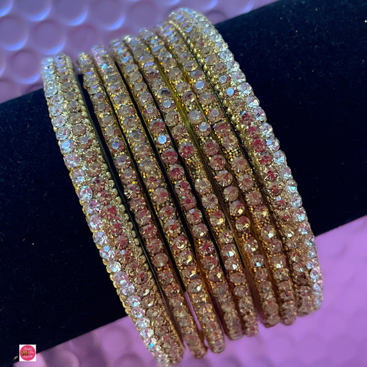Pure Zirconia Gold Glass Bangles Set