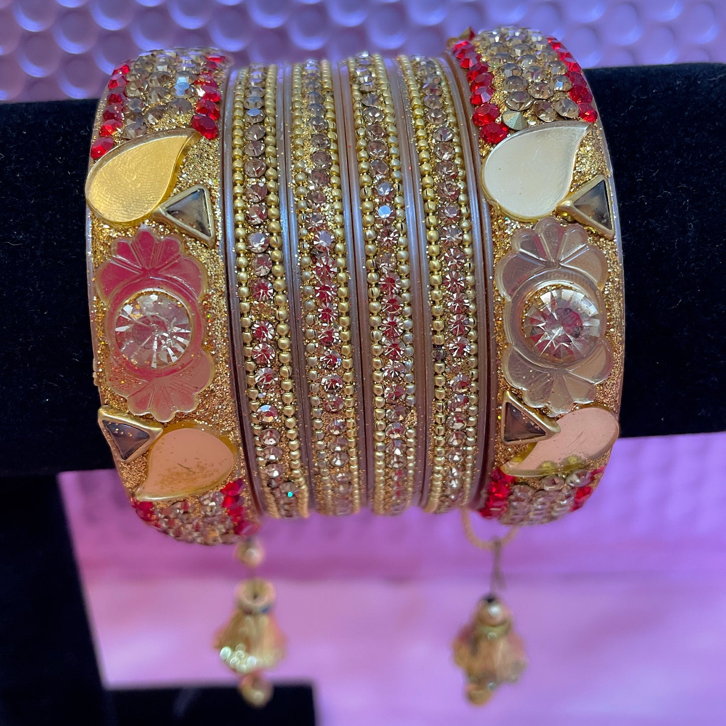 Red & Gold Metal Bangle Set