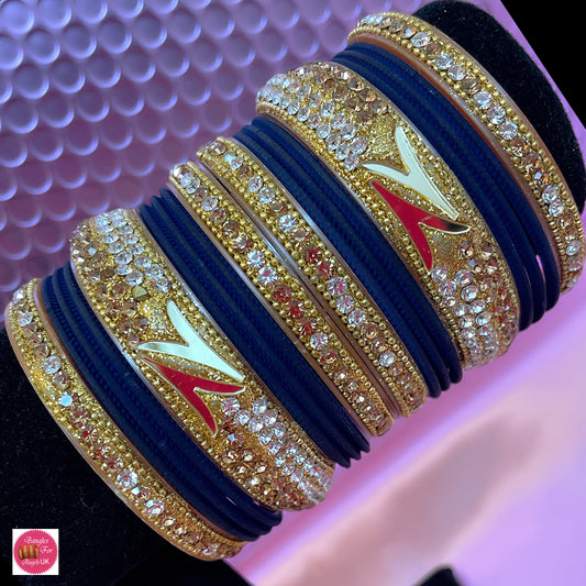 Gold & Blue Bangle Set