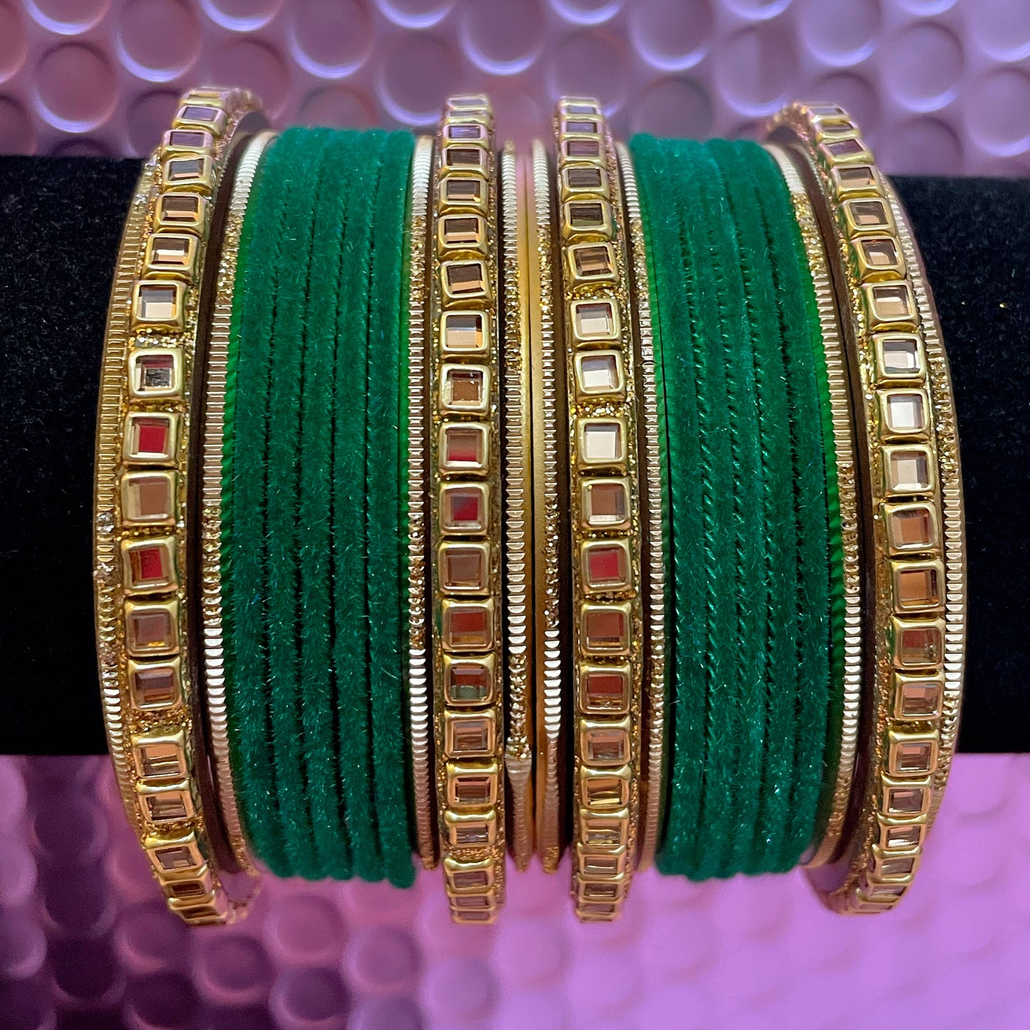 Kundan Metal Bangles Sets- Various Colours