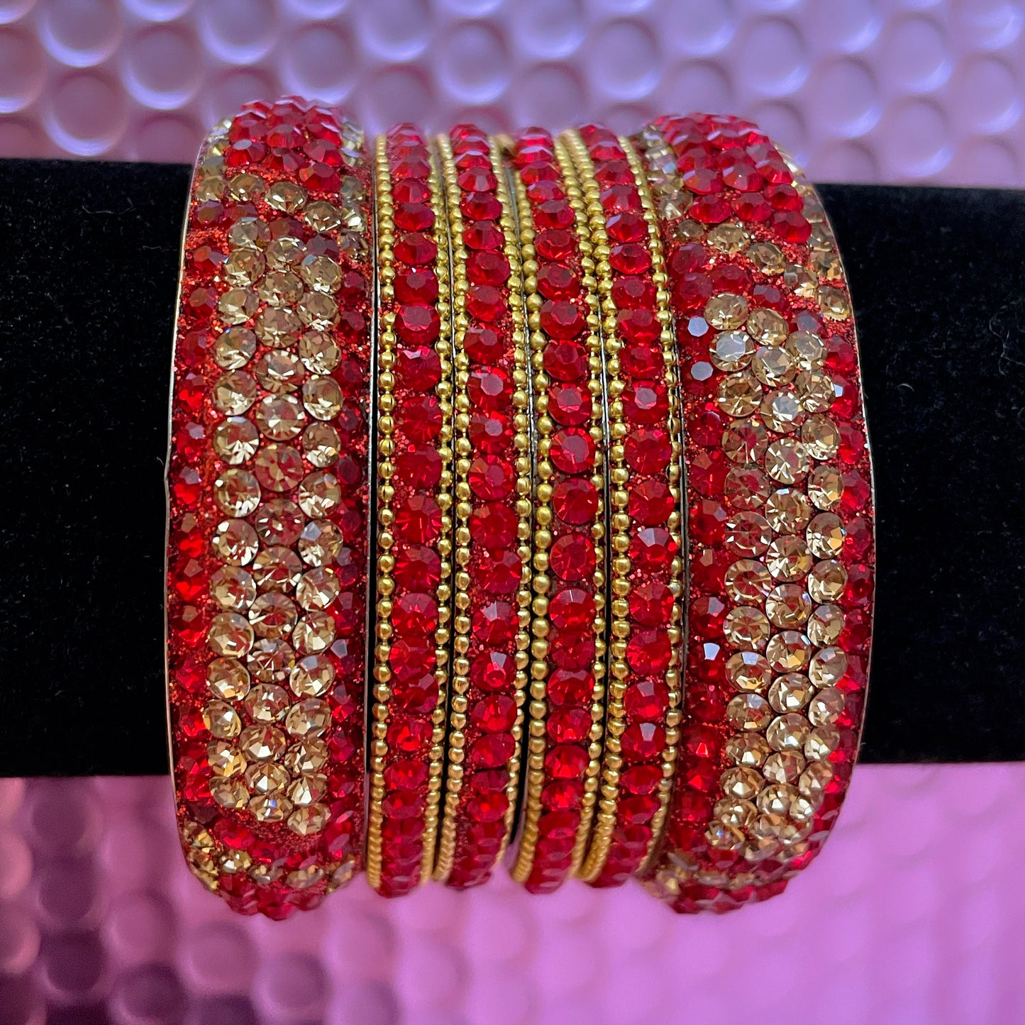 Red Metal Bangles Set- Size 2.4