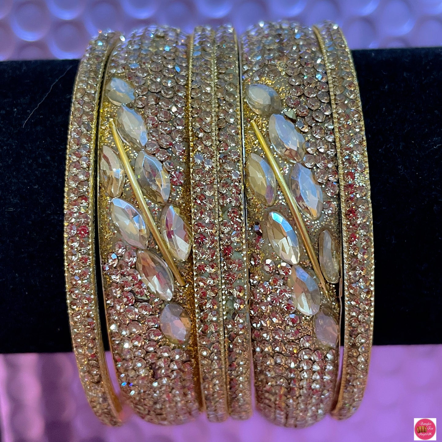 High End Brass Metal Bangles Set- Gold