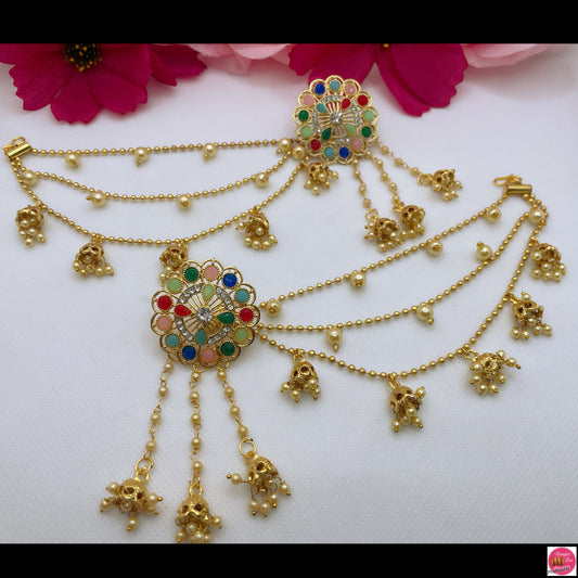 Multicoloured Gold Pearl Sahara Earings