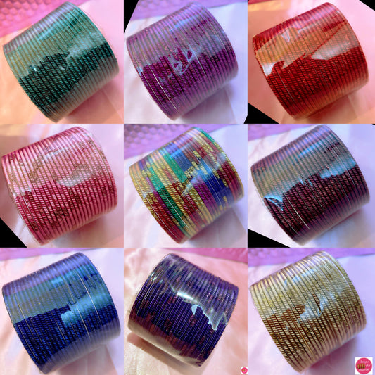 Various Colour Metal Bangles Set- Size 2.10