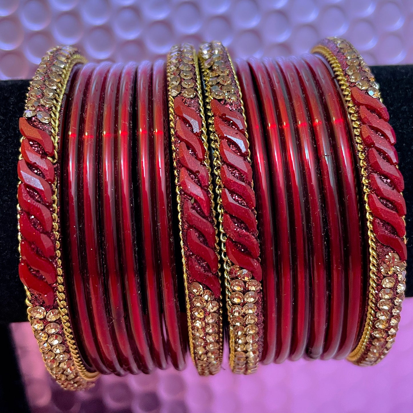 Pure Glass Bangle Set- Maroon