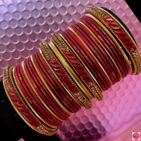 Maroon & Gold Bangles Set