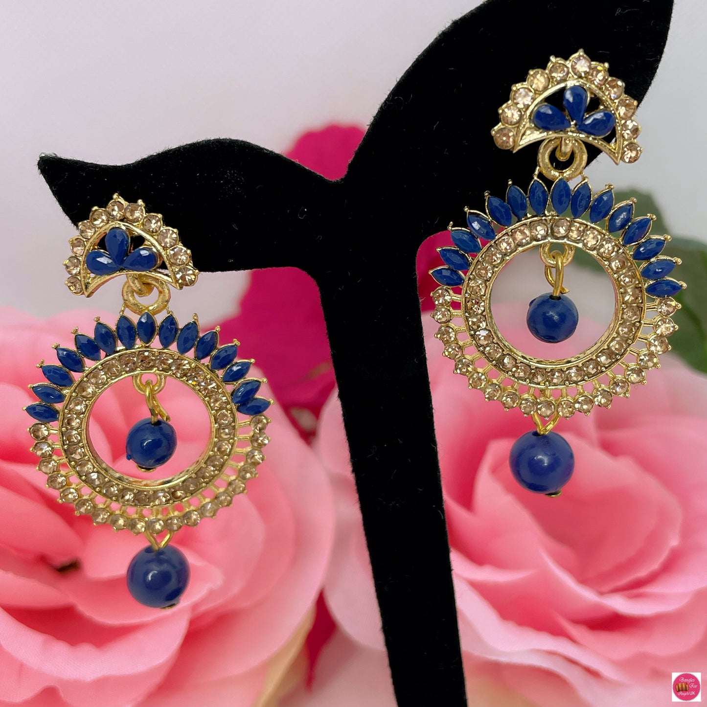 Madhuri Navy Blue & Gold Earings