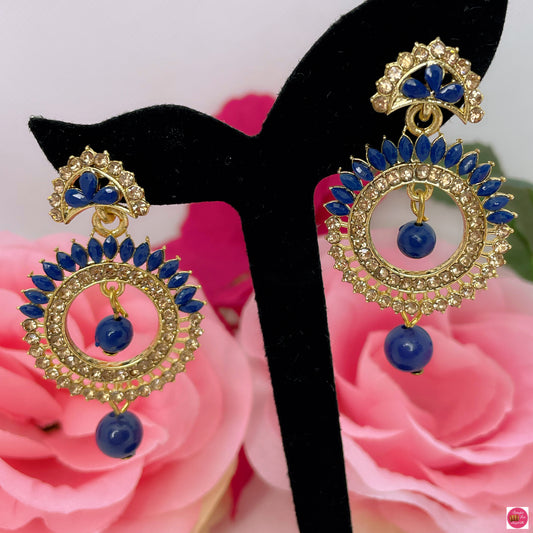 Madhuri Navy Blue & Gold Earings