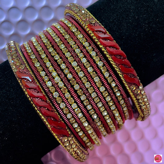 Maroon Zirconia Bangles Set