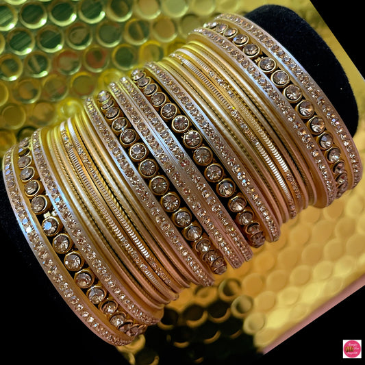 Gold Zirconia Metal Bangles Set