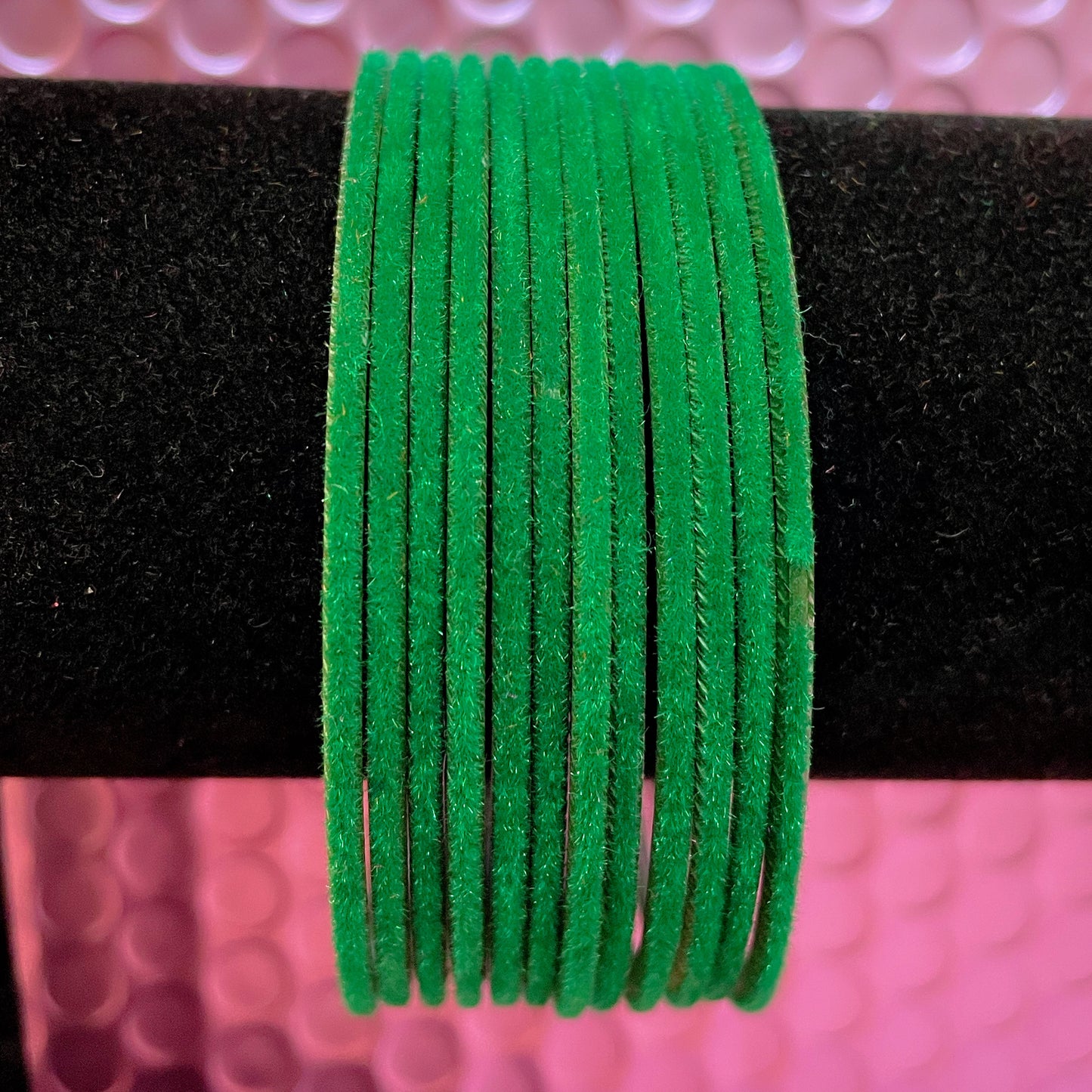 Green Velvet Metal Bangles- Size 2.10