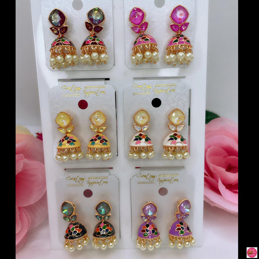 Pearl Drop Jhumkis- Combo of 6Pairs