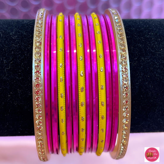 Magenta & Yellow Bangle Set