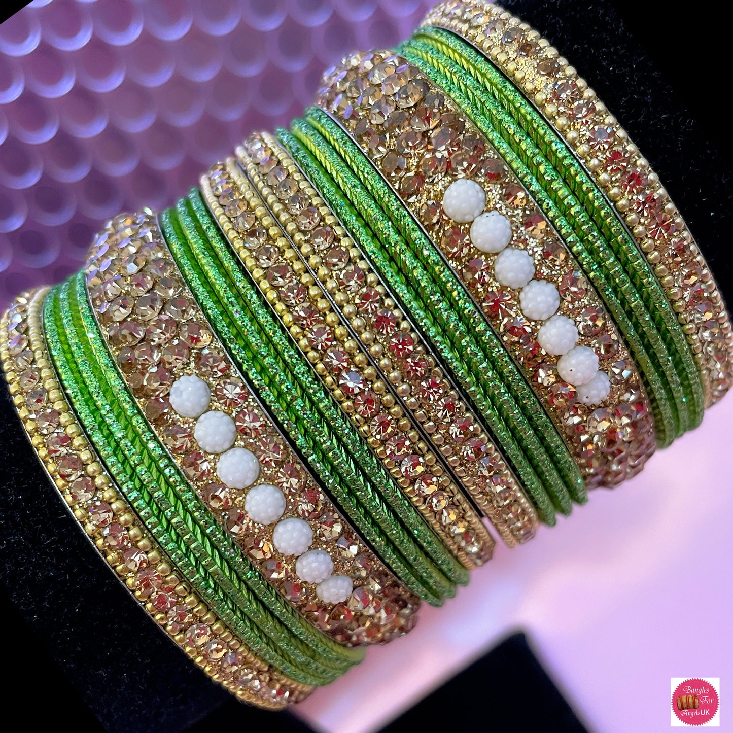 Green Metal Bangle Set- Size 2.2