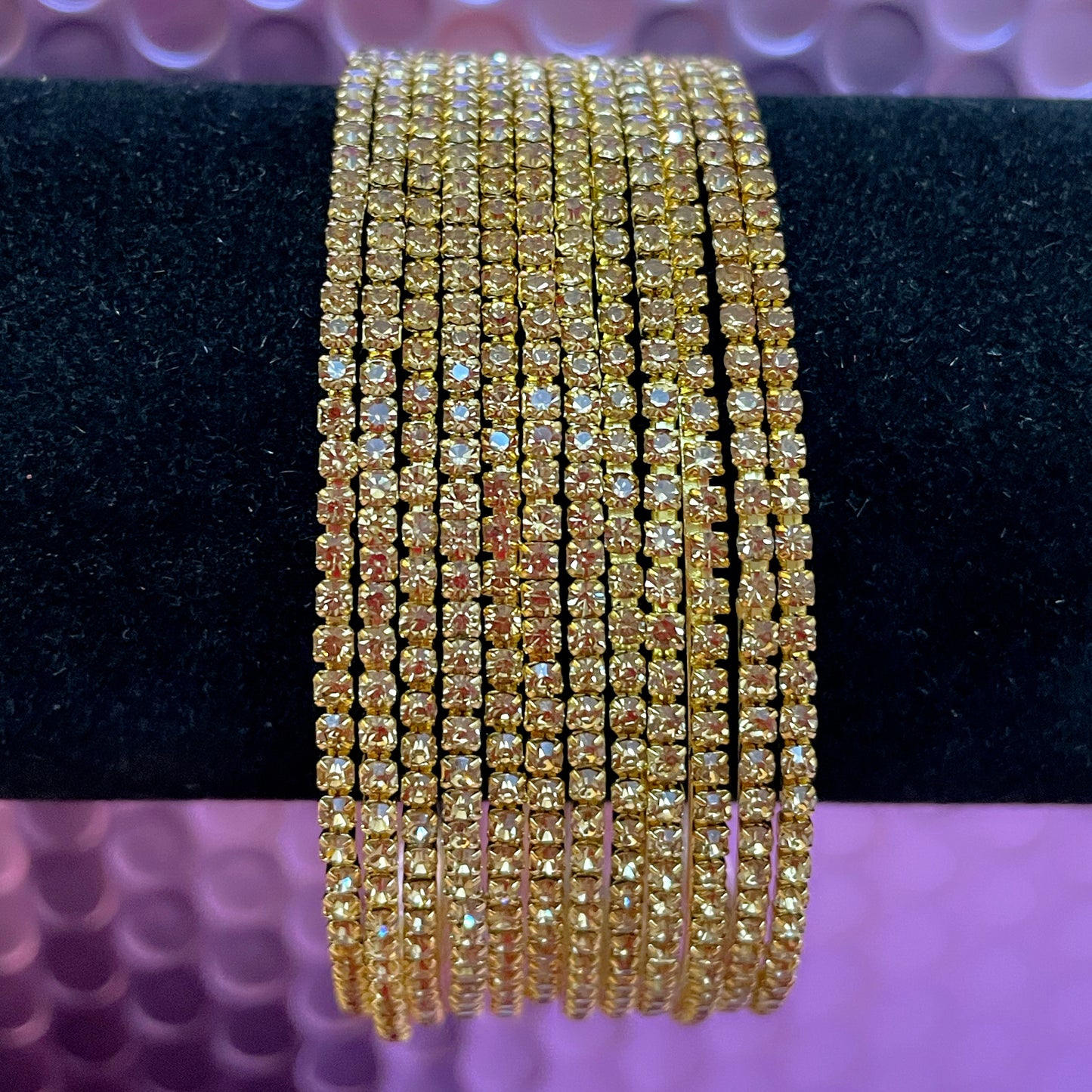 Zirconia Gold Metal Bangles- Size 2.8