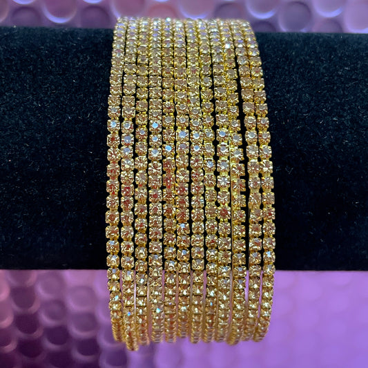 Zirconia Gold Metal Bangles- Size 2.8