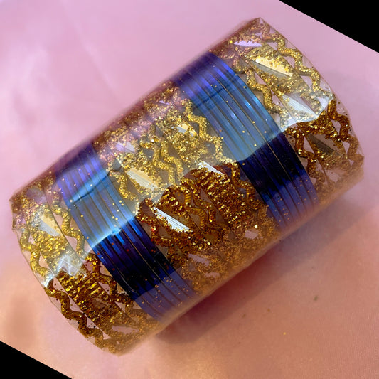 Blue & Gold Metal Bangles Set