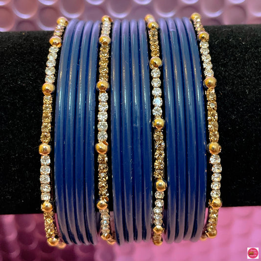 Navy Blue Metal Bangles Set