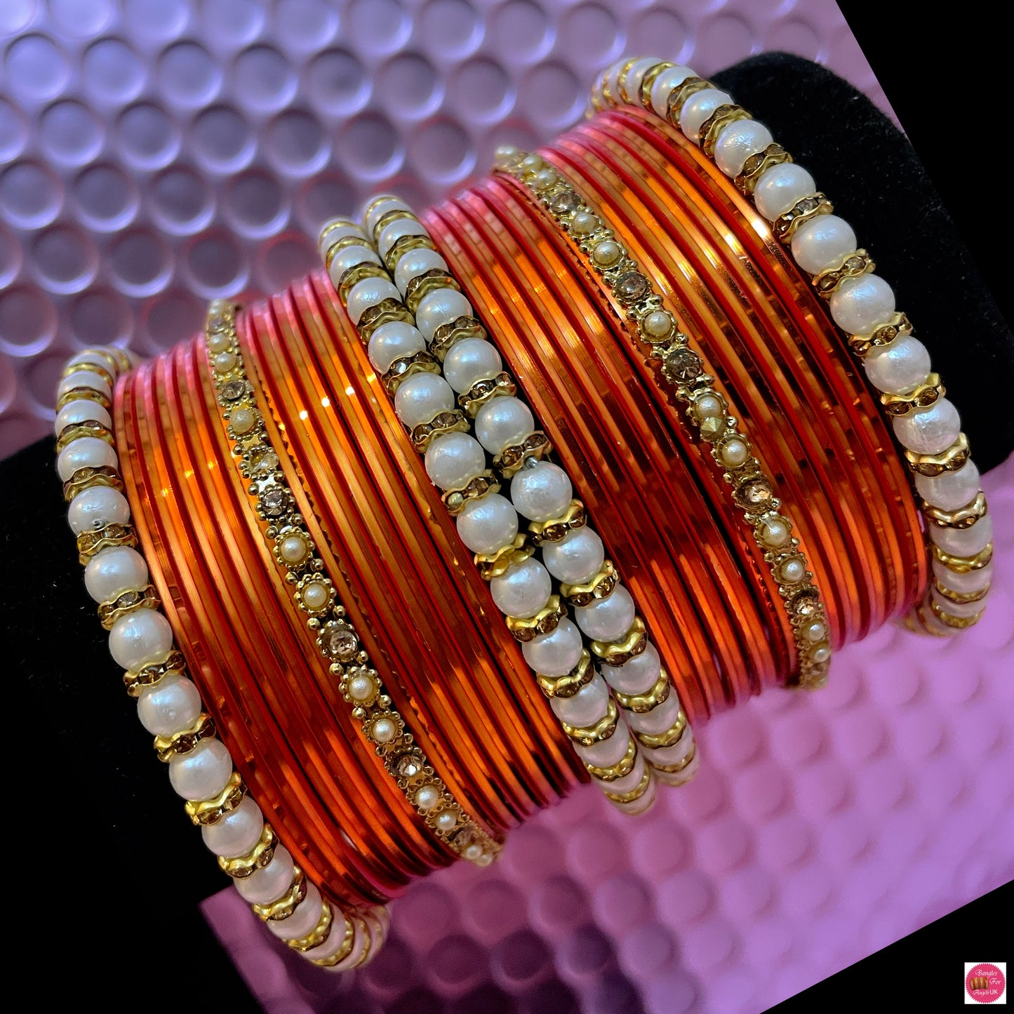 Various Colours Pearl Metal Bangle Sets