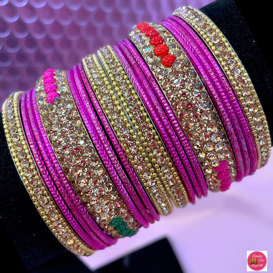 Multicoloured Metal Bangle Set- Size 2.2