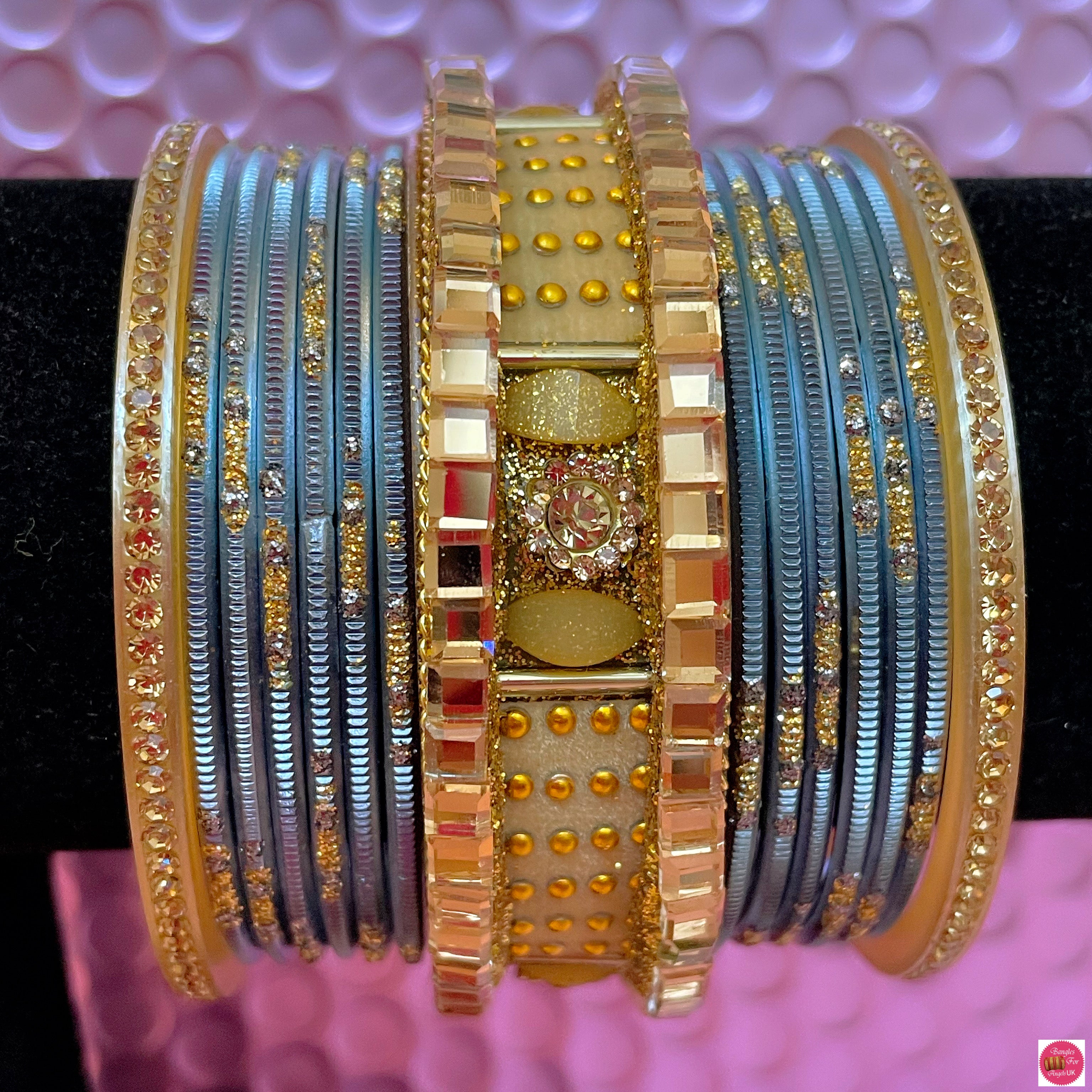 Grey & Gold Bangle Set – Bangles For Angels UK