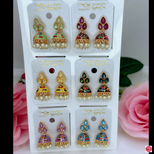 Meena Kundan Pearl Drop Jhumka’s