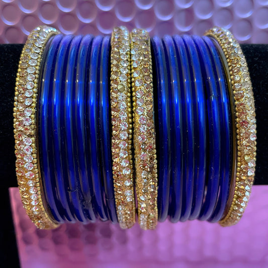 Pure Glass Bangle Set- Blue