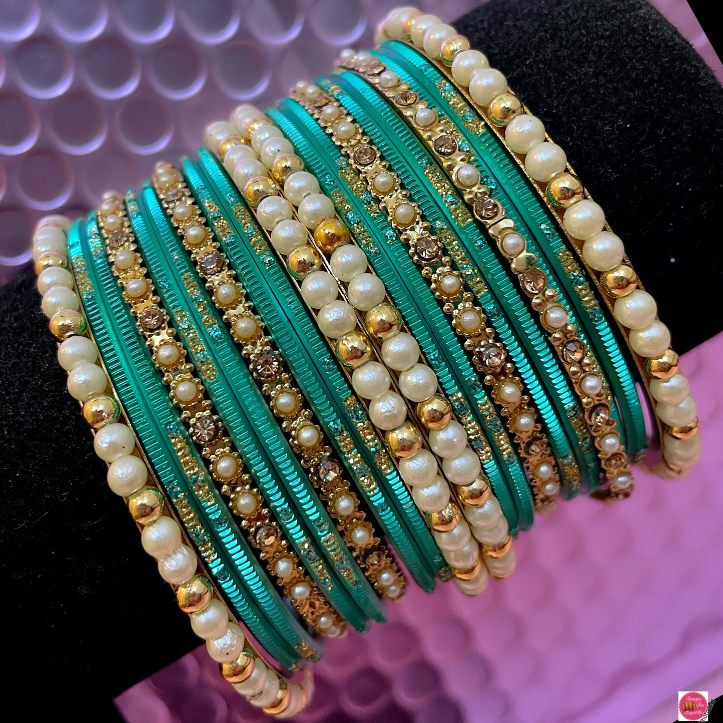 Pearl Metal Bangles Sets- Various Colours