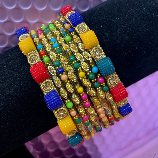 Pure Glass Zirconia Bangles Set- Multicoloured